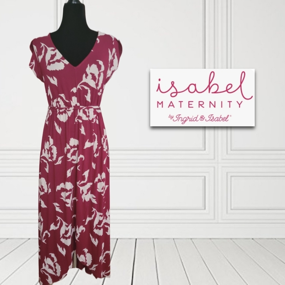 NWOT/Isabel Maternity by Ingrid & Isabel Red Floral Print Dress/ Small